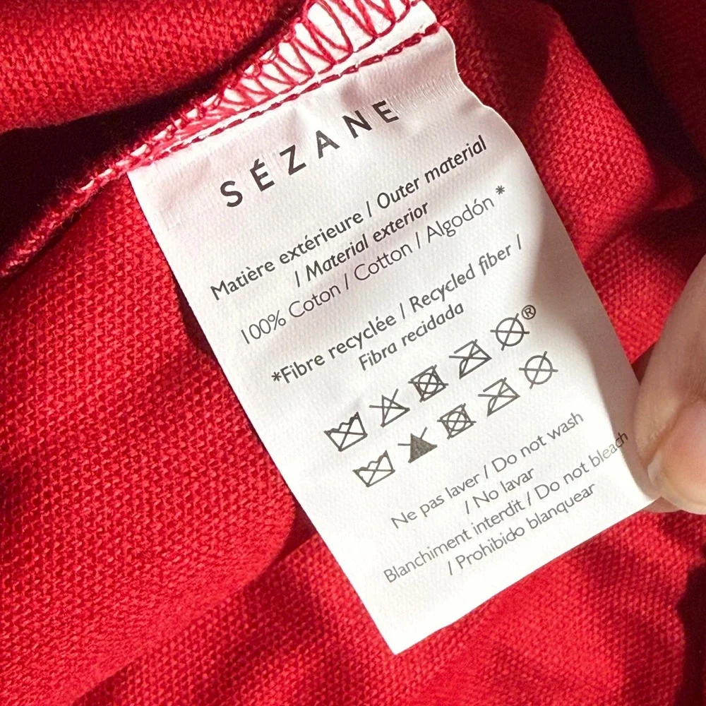 Sezane Red LOVE‎ Graphic Cotton Canvas Tote Bag Paris French Chic Shopping Bag